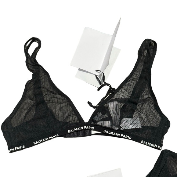 BALMAIN***Tulle Logo Strap Bra + Underwear Set***Sm. - Picture 3 of 12